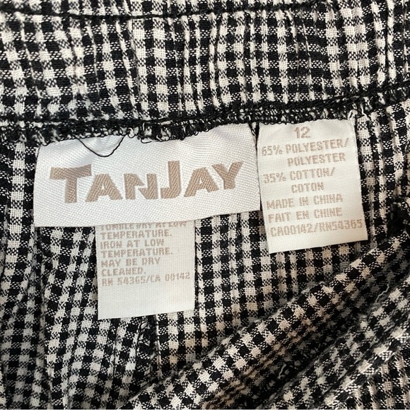 TanJay Capris Elastic Waist Checkered Seersucker Sz 12 Loose Fit - Picture 5 of 6
